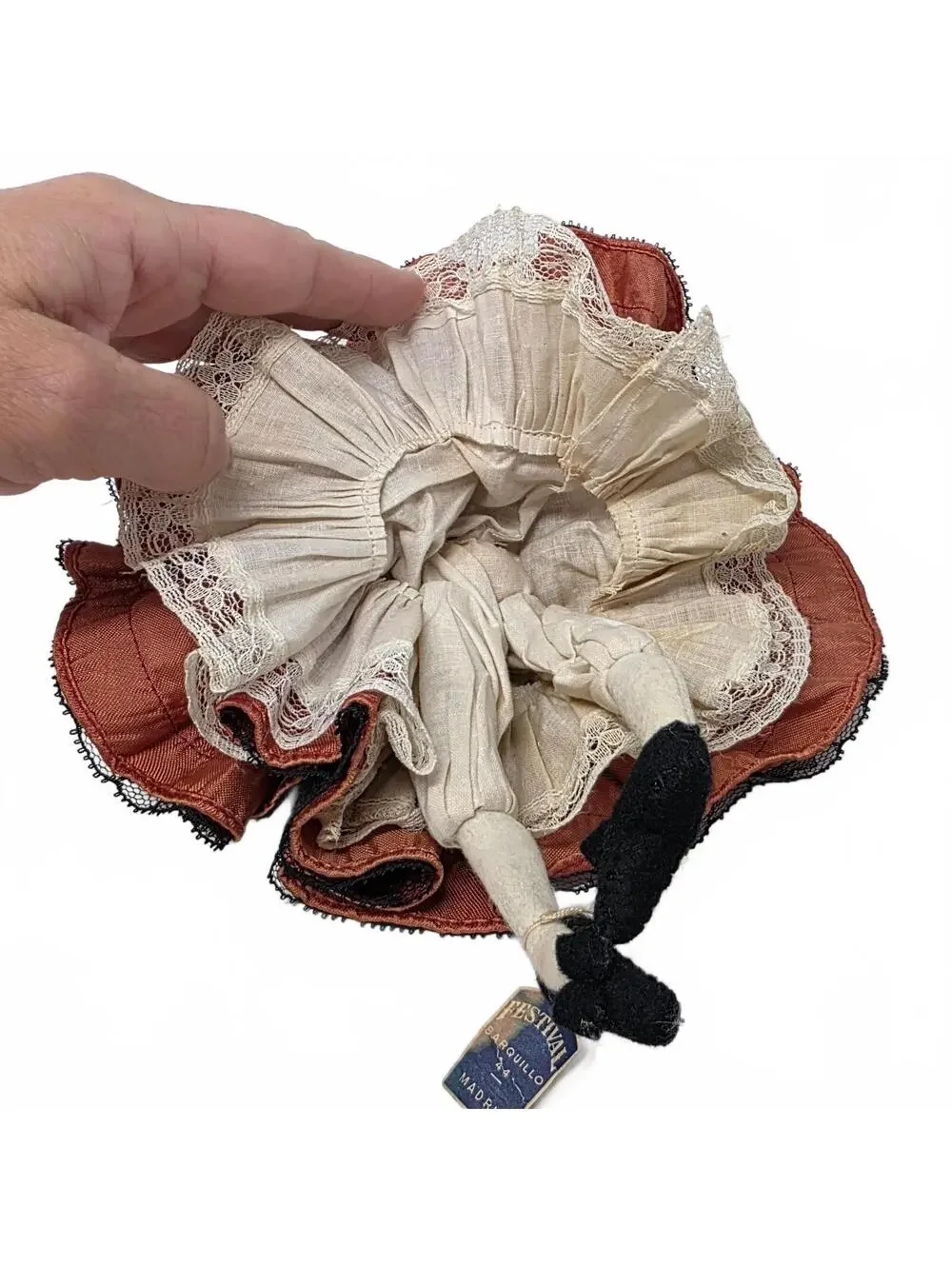 Vintage Spanish Flamenco Dancer Cloth Doll Madrid Tag 11.75 Inch